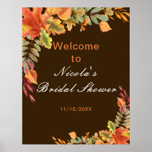 Rustikale Herbst-Blumen Hochzeitsdusche Willkommen Poster