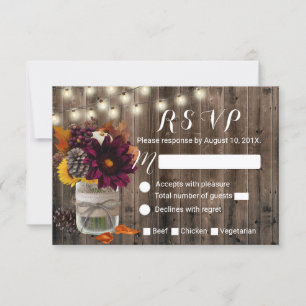 Rustikale Herbst-Blumen- Jar-Hochzeit-RSVP RSVP Karte