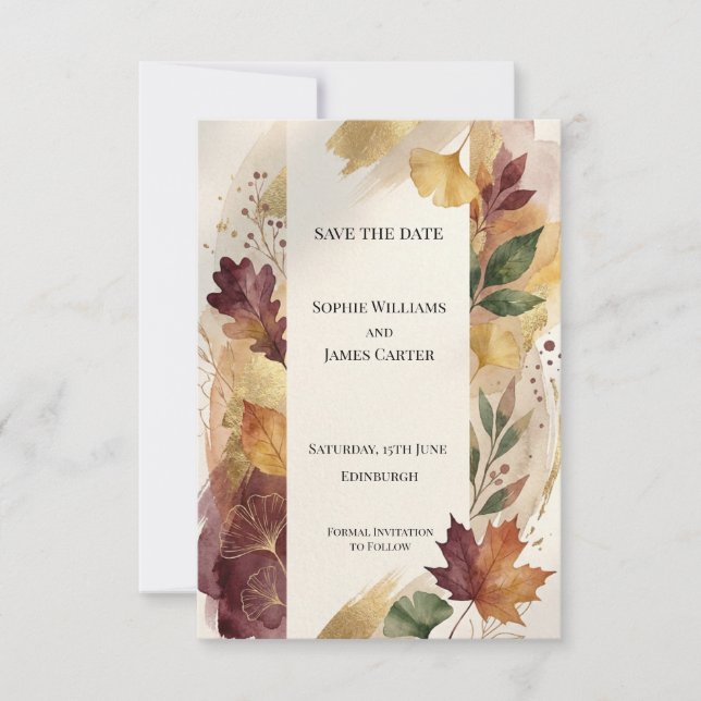 Rustikale Herbst-Blumen-Save-the-Date-Karte Save The Date (Vorderseite)