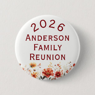 Rustikale Herbst-Blumenfamilien-Wiedervereinigung Button