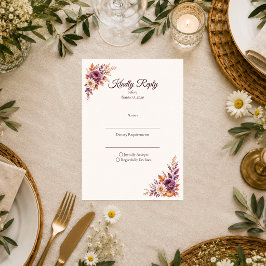 Rustikale Herbst-Blumenhochzeit RSVP Karte