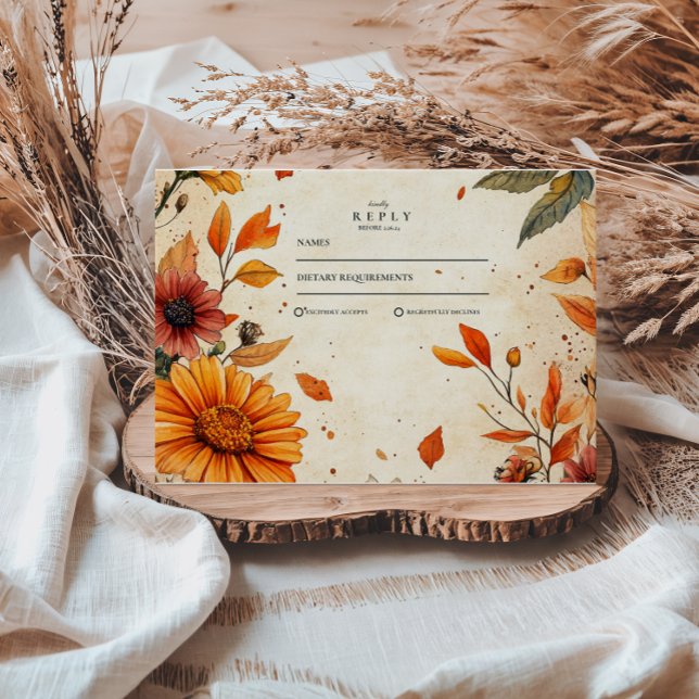Rustikale Herbst-Blumenhochzeit RSVP Karte (Von Creator hochgeladen)