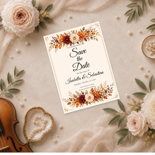 Rustikale Herbst-Blumenhochzeit Save The Date (Von Creator hochgeladen)