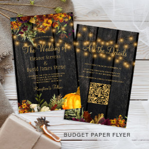 Rustikale Herbst-Budget-Hochzeitseinladung in eine Flyer