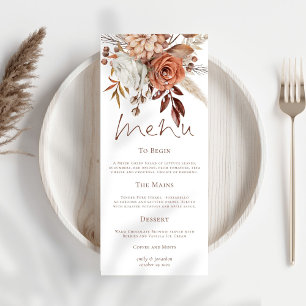 Rustikale Herbst Florals Pampas Grasses Hochzeit i Menükarte