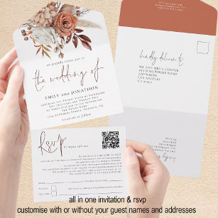 Rustikale Herbst Florals QR Code Skript Hochzeit All In One Einladung