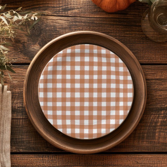 Rustikale Herbst-Gingham-Dinnerparty Pappteller (Von Creator hochgeladen)