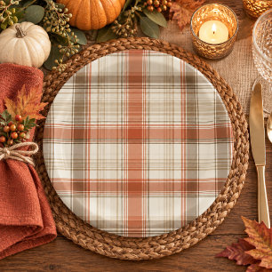 Rustikale Herbst Herbst Klassische Karo Rust Creme Pappteller