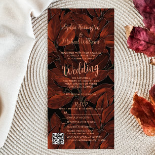 Rustikale Herbst-Hochzeitseinladung mit QR-Code All In One Einladung