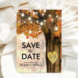 Rustikale Herbst-Lichter zur Hochzeitsankündigung Ankündigungspostkarte