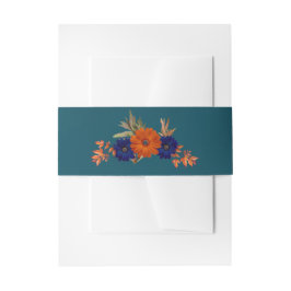 Rustikale Herbst-Orangenblauer Blumenhochzeit Einladungsbanderole