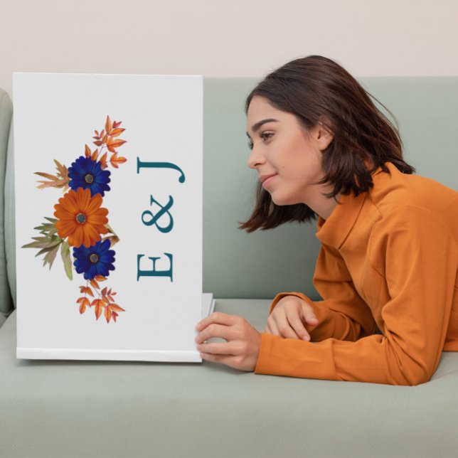 Rustikale Herbst-Orangenblauer Blumenhochzeit Gästebuch (Von Creator hochgeladen)