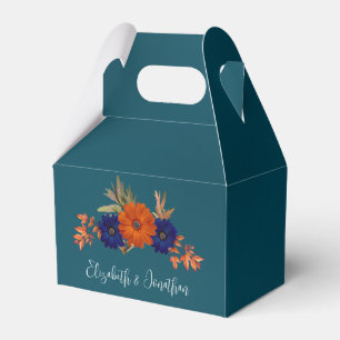 Rustikale Herbst-Orangenblauer Blumenhochzeit Geschenkschachtel