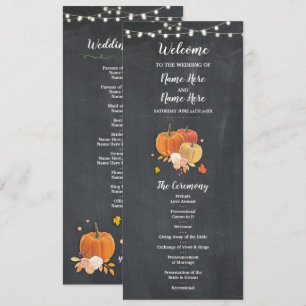 Rustikale Herbst-Pumpkin-Kreide-Hochzeitsprogramm- Einladung