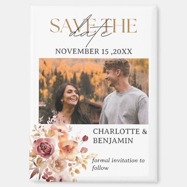 Rustikale Herbst-Save-the-Date-Hochzeit Magnet (Vorderseite)