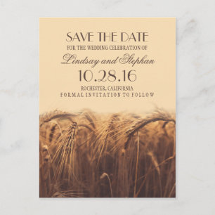 Rustikale Herbst-Save-the-Date-Postkarten mit Weiz Ankündigungspostkarte