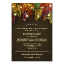 Rustikale Herbstausgänge Empfang + Hotelkarten