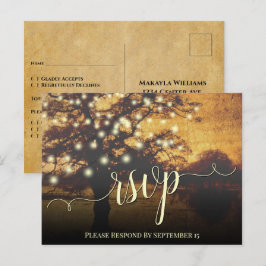 Rustikale Herbstbaum- und Lichtseieneihe RSVP Postkarte