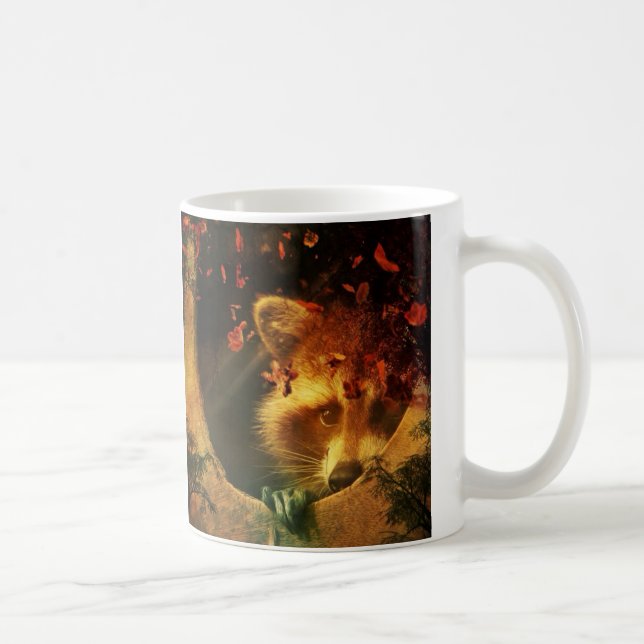 Rustikale Herbstblätter aus Waldschlacke Kaffeetasse (Rechts)