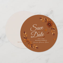 Rustikale Herbstblätter Burnt Sienna Beige Hochzei Save The Date