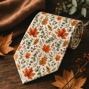 Rustikale Herbstblätter-Creme-Hochzeit Botanisch Krawatte
