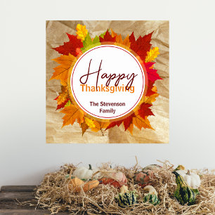 Rustikale Herbstblätter Familie Thanksgiving Poster