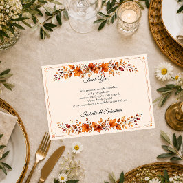 Rustikale Herbstblätter-Hochzeit Dankeskarte