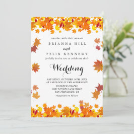 Rustikale Herbstblätter-Hochzeit Einladung