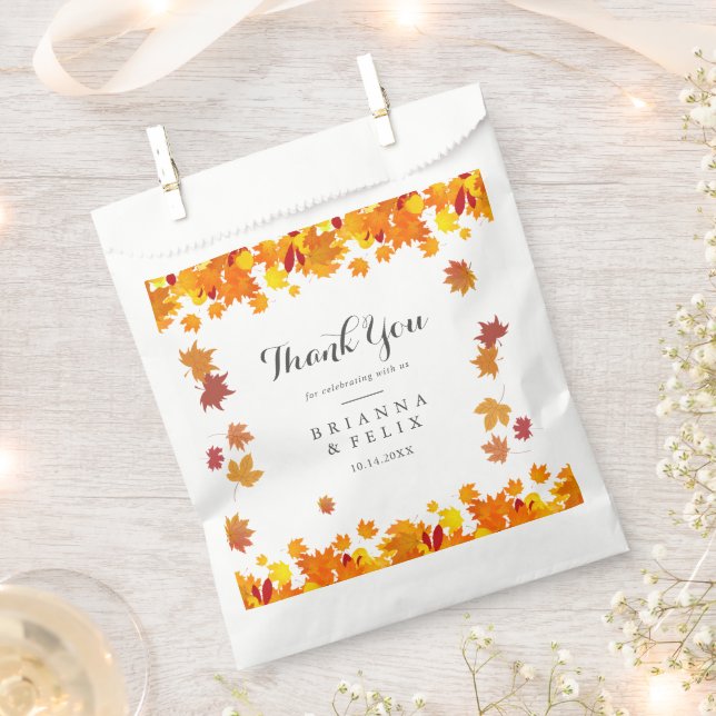 Rustikale Herbstblätter Hochzeit Geschenktütchen (Ausgeschnitten)