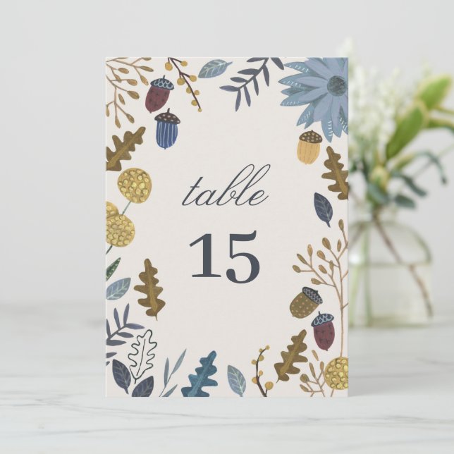 Rustikale Herbstblätter Hochzeit im Herbst Tischnu Einladung (Stehend Vorderseite)