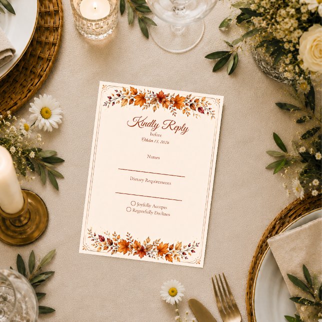 Rustikale Herbstblätter-Hochzeit RSVP Karte (Von Creator hochgeladen)