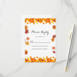 Rustikale Herbstblätter Hochzeit-RSVP-Karte RSVP Karte