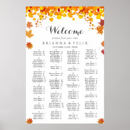 Rustikale Herbstblätter Hochzeit Sitzplan Poster