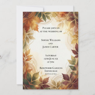 Rustikale Herbstblätter Hochzeitseinladung Einladung
