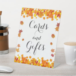 Rustikale Herbstblätter Hochzeitskarten und Gesche Sockelschild