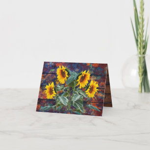 Rustikale Herbstblätter und Sonnenblumen Dankeskarte