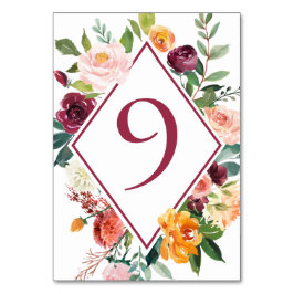 Rustikale HerbstBlume Rote Tischnummern