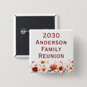 Rustikale Herbstblumen-Quadrat für Familienzusamme Button