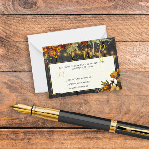 Rustikale Herbstblüte Hochzeit RSVP Gehäuse Mitteilungskarte