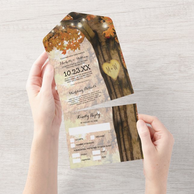 Rustikale Herbstblüten All In One Einladung (Abreißen)