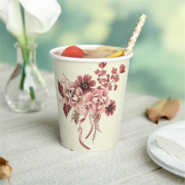 Rustikale Herbstblüten Cremes Hintergrund Wasserfa Pappbecher