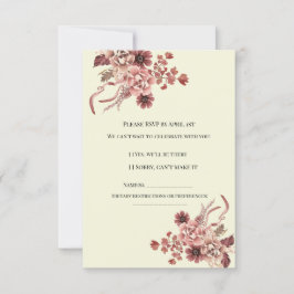 Rustikale Herbstblüten Cremes Hintergrund Wasserfa RSVP Karte