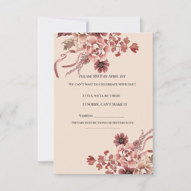 Rustikale Herbstblüten Wasserfarben, hellbeige RSVP Karte (Vorderseite)