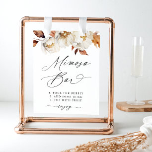 Rustikale Herbstblütenhochzeit Mimosa Bar Sign Poster