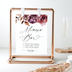 Rustikale Herbstblütenhochzeit Mimosa Bar Sign Poster