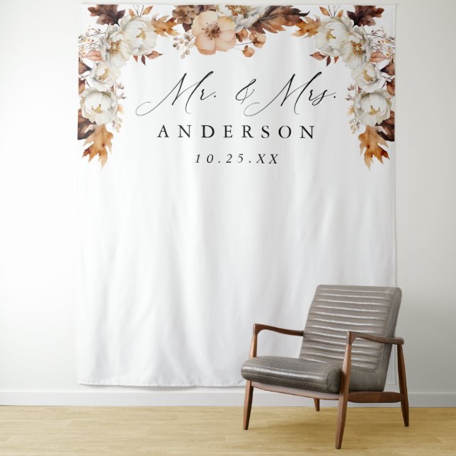 Rustikale Herbstblütenhochzeit Wandteppich (Beispiel)