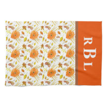 Rustikale Herbsternte Orangefarbene Blumenmonogram
