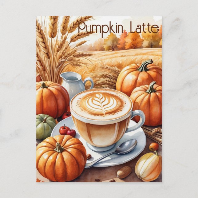Rustikale Herbsternte Pumpkin GewürzLatte Postkarte (Vorderseite)