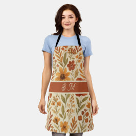 Rustikale Herbstfallvillen und florale Monogramm Schürze