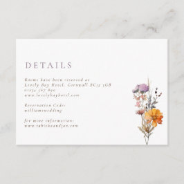 Rustikale Herbstfeiern & Lila Wildblumen Hochzeit Begleitkarte